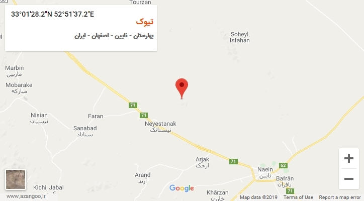 روستای تیوک بر روی نقشه