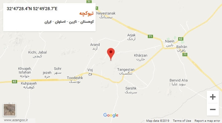 روستای تیوکچه بر روی نقشه