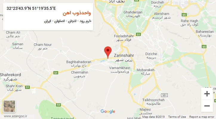 روستای واحدذوب اهن بر روی نقشه