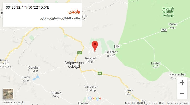 روستای وارنیان بر روی نقشه