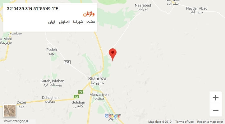 روستای واژنان بر روی نقشه