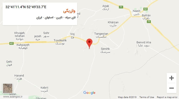 روستای وازریگی بر روی نقشه