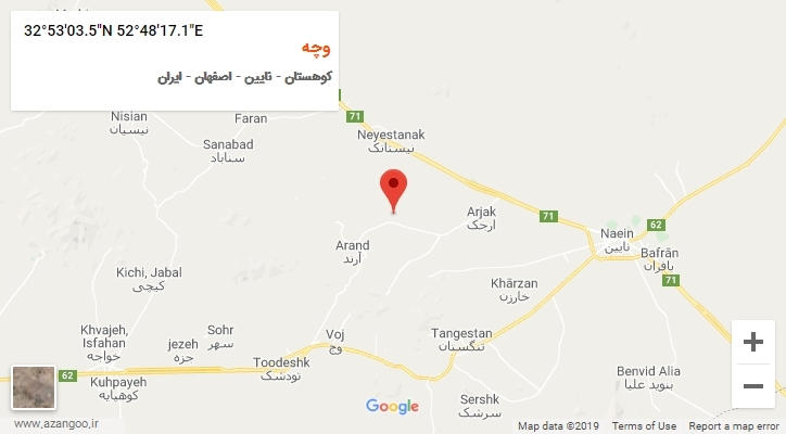 روستای وچه بر روی نقشه