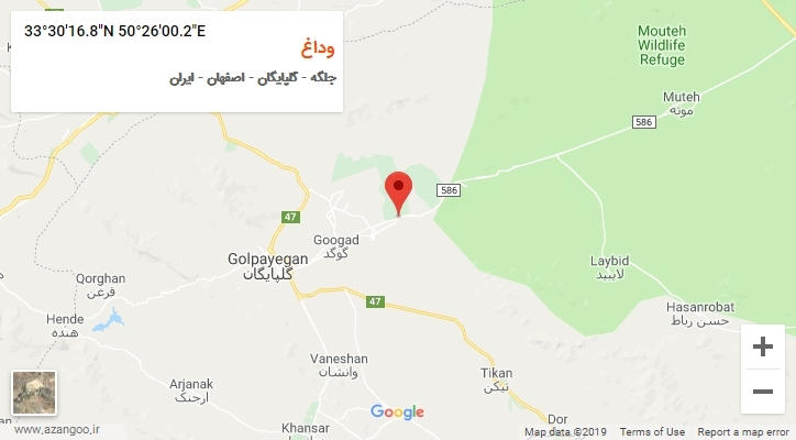 روستای وداغ بر روی نقشه