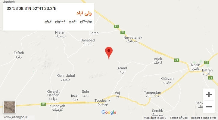 روستای ولی آباد بر روی نقشه