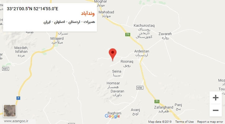روستای وندآباد بر روی نقشه