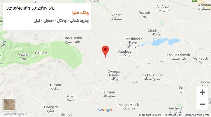 روستای ونک علیا بر روی نقشه