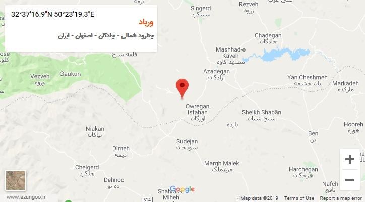 روستای ورباد بر روی نقشه