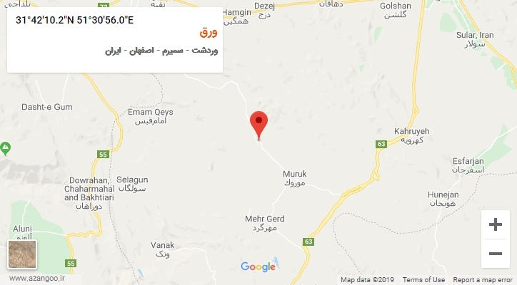 روستای ورق بر روی نقشه