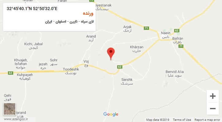 روستای ورنده بر روی نقشه