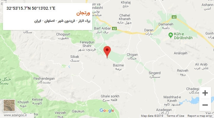 روستای ورتجان بر روی نقشه