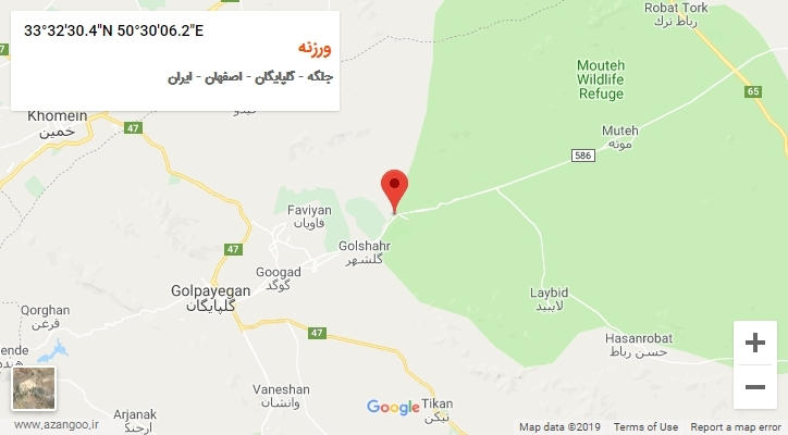 روستای ورزنه بر روی نقشه