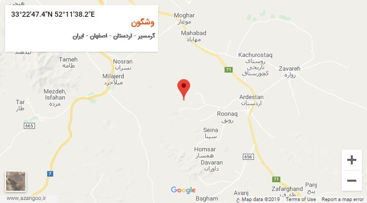 روستای وشگون بر روی نقشه
