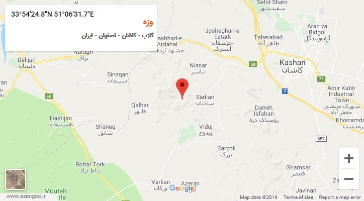 روستای وزه بر روی نقشه