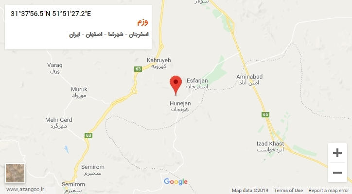 روستای وزم بر روی نقشه