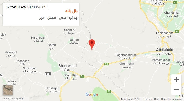 روستای یال بلند بر روی نقشه