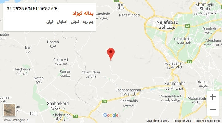 روستای یداله کهزاد بر روی نقشه