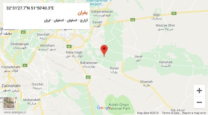روستای یفران بر روی نقشه