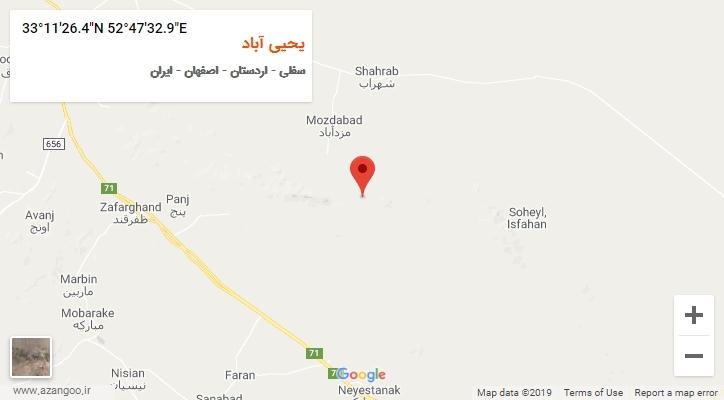 روستای یحیی آباد بر روی نقشه