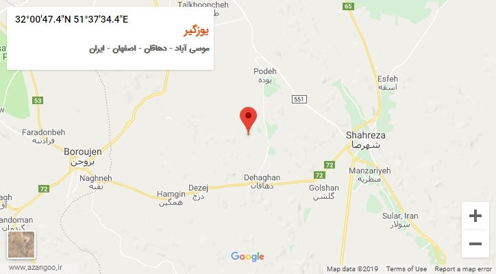 روستای یوزگیر بر روی نقشه