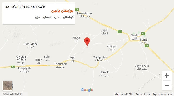 روستای یوزستان پایین بر روی نقشه