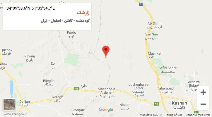 روستای زارشک بر روی نقشه