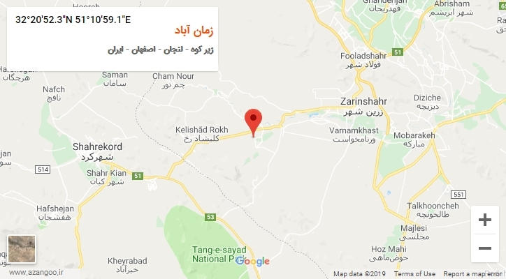 روستای زمان آباد بر روی نقشه