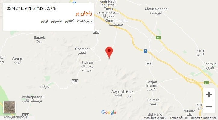 روستای زنجان بر بر روی نقشه