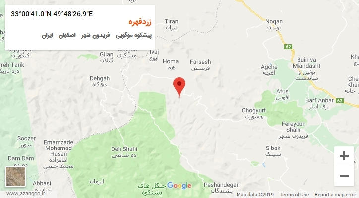 روستای زردفهره بر روی نقشه
