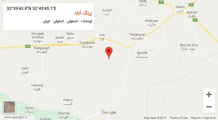 روستای زرنگ آباد بر روی نقشه