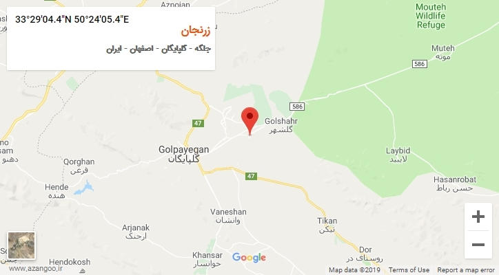 روستای زرنجان بر روی نقشه