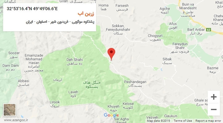 روستای زرین اب بر روی نقشه