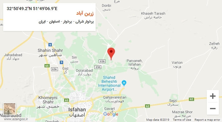 روستای زرین آباد بر روی نقشه