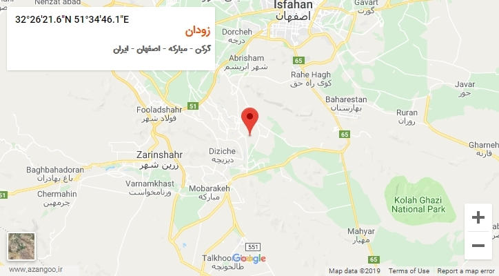 روستای زودان بر روی نقشه