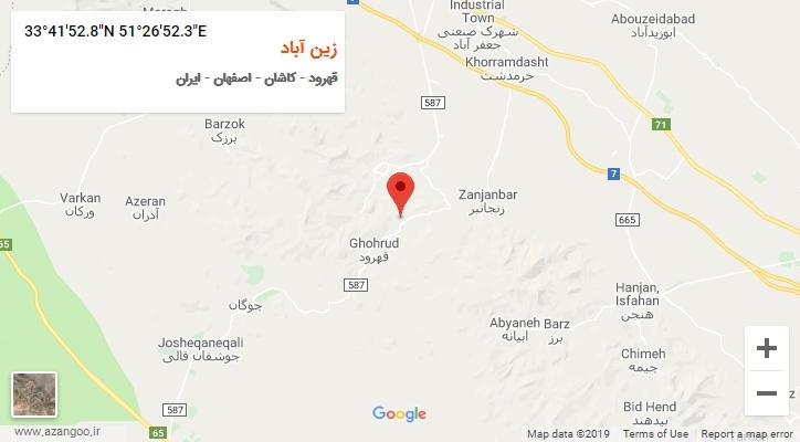روستای زین آباد بر روی نقشه