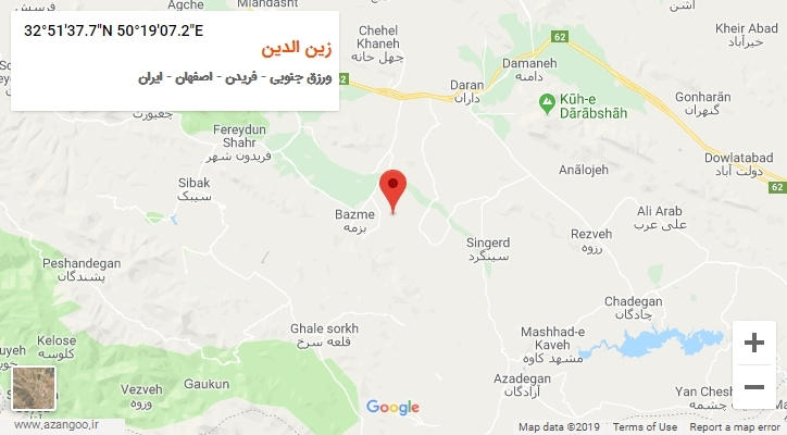 روستای زین الدین بر روی نقشه