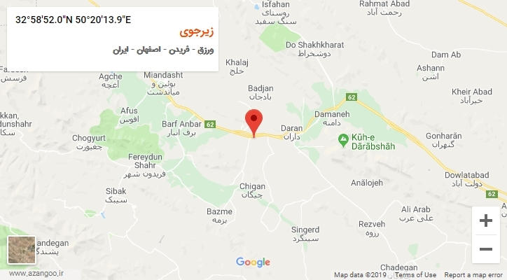 روستای زیرجوی بر روی نقشه