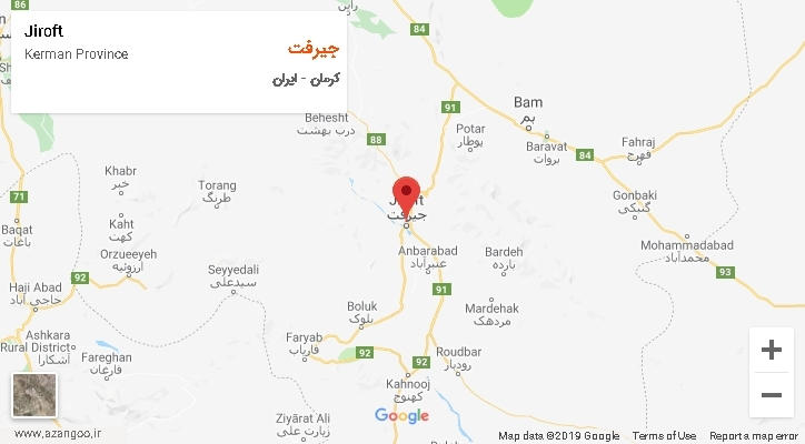 شهرستان جیرفت بر روی نقشه