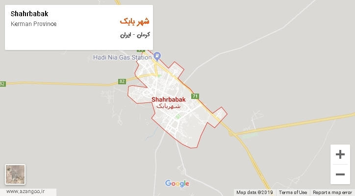 شهرستان شهر بابک بر روی نقشه