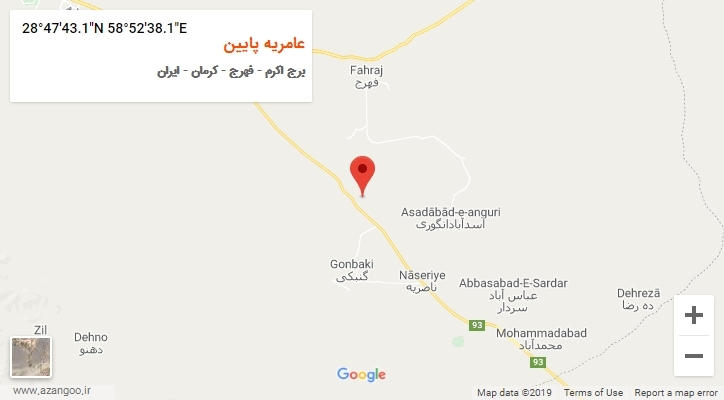 روستای عامریه پایین بر روی نقشه