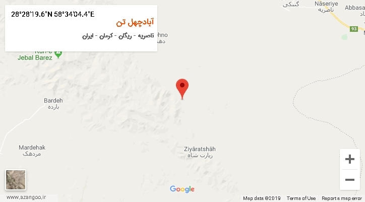 روستای آبادچهل تن بر روی نقشه