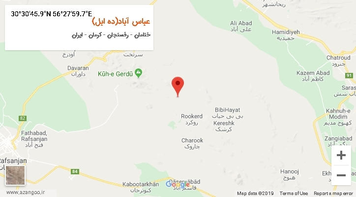 روستای عباس آباد(ده ابل) بر روی نقشه