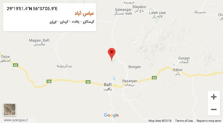 روستای عباس آباد بر روی نقشه