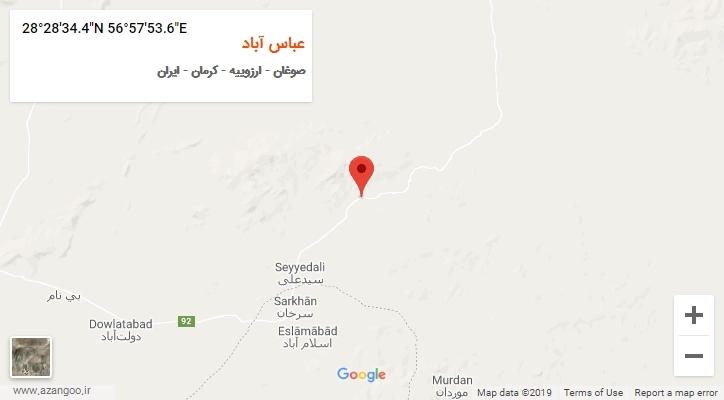 روستای عباس آباد بر روی نقشه