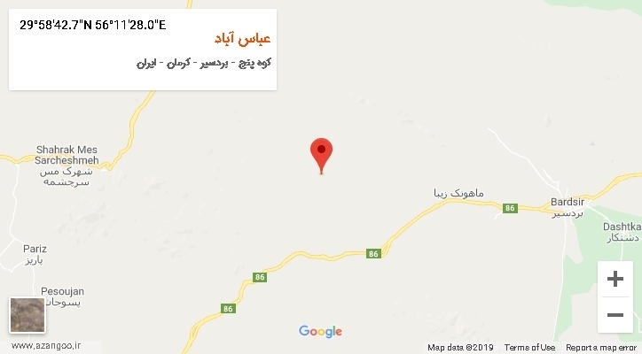 روستای عباس آباد بر روی نقشه