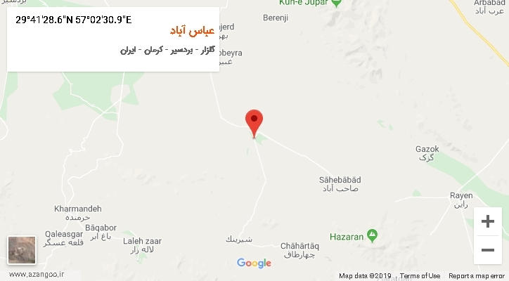 روستای عباس آباد بر روی نقشه