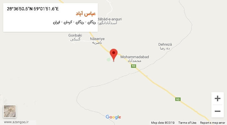 روستای عباس آباد بر روی نقشه