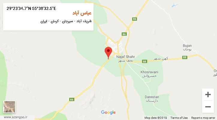 روستای عباس آباد بر روی نقشه