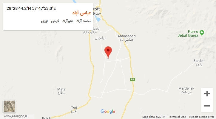 روستای عباس آباد بر روی نقشه