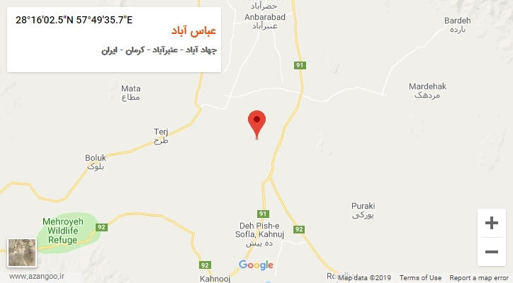 روستای عباس آباد بر روی نقشه